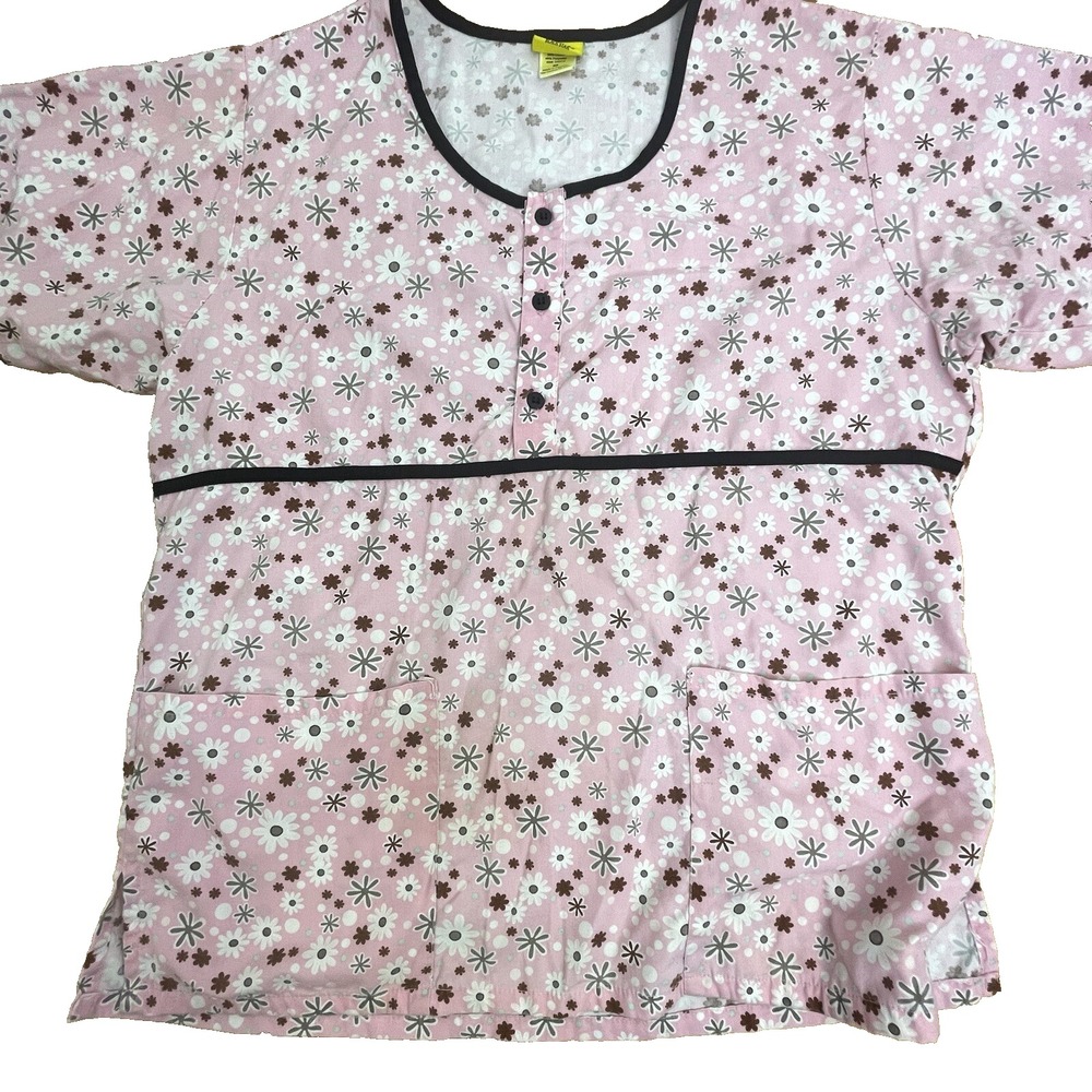 Scrub Star Scrub Top Womens Pink Floral Medium M Nurse‎